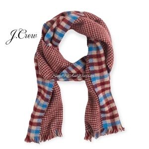 J.Crew double faced plaid/houndstooth wool fringe scarf *shop@iamwarrior